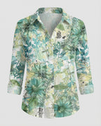 Leinenoptik Bluse Damen Floral
