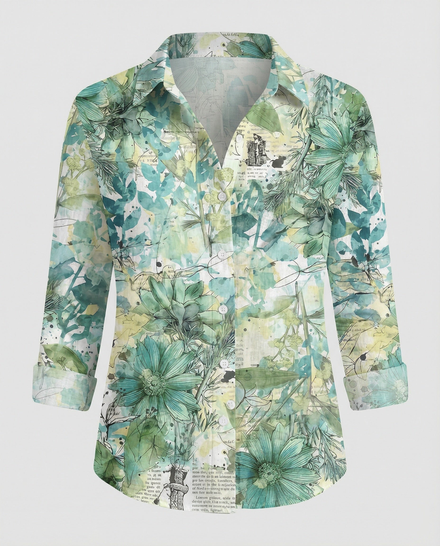 Leinenoptik Bluse Damen Floral