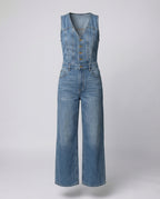 Damen Jumpsuit mit weit geschnittenen Beinen und eleganter Knopfleiste R&B
