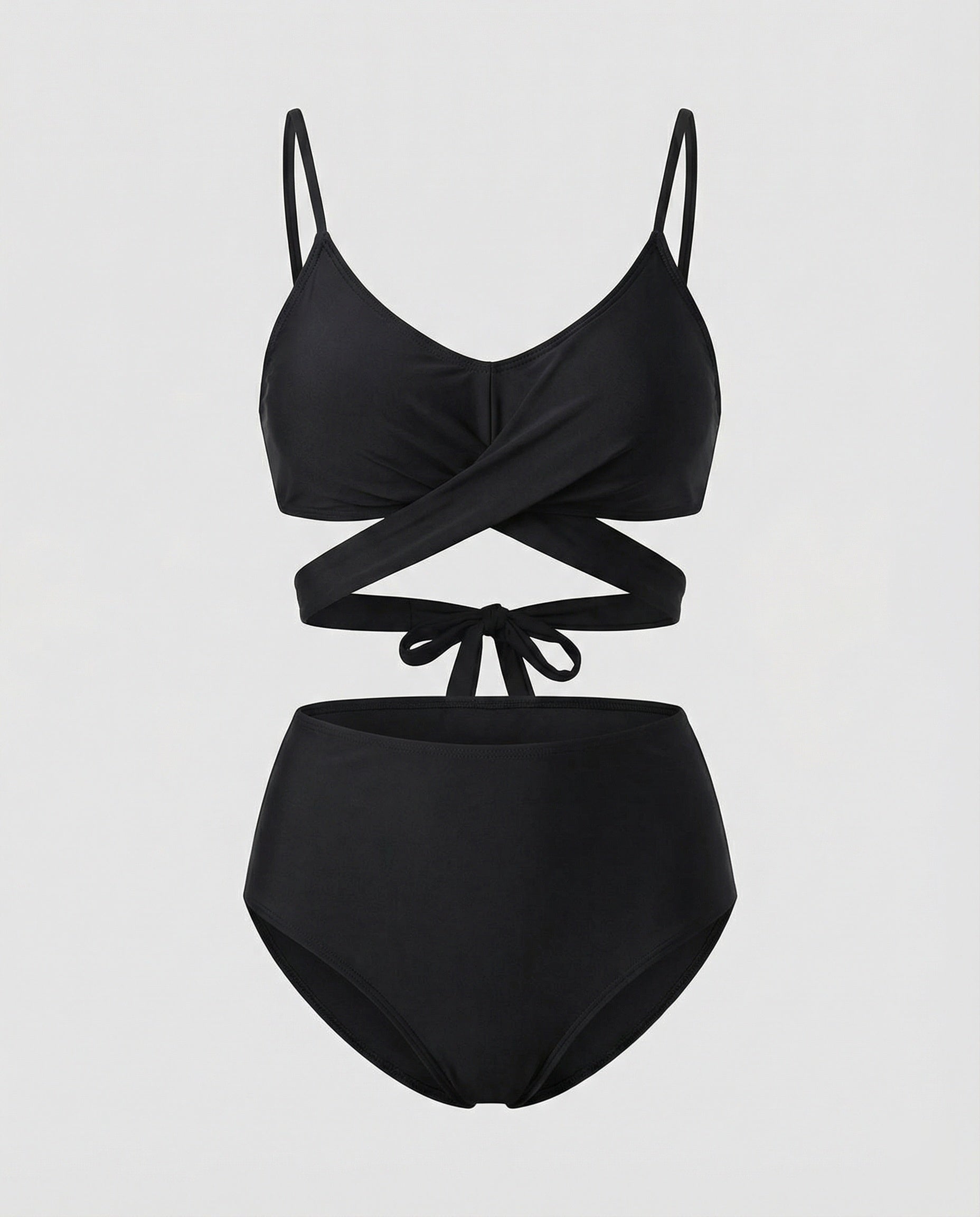 R&B | Schwarzes und Hohe Taille BindR&Band Bikini Set