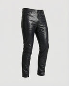 Herren Kunstleder Hose Slim Fit mit Steppdetails