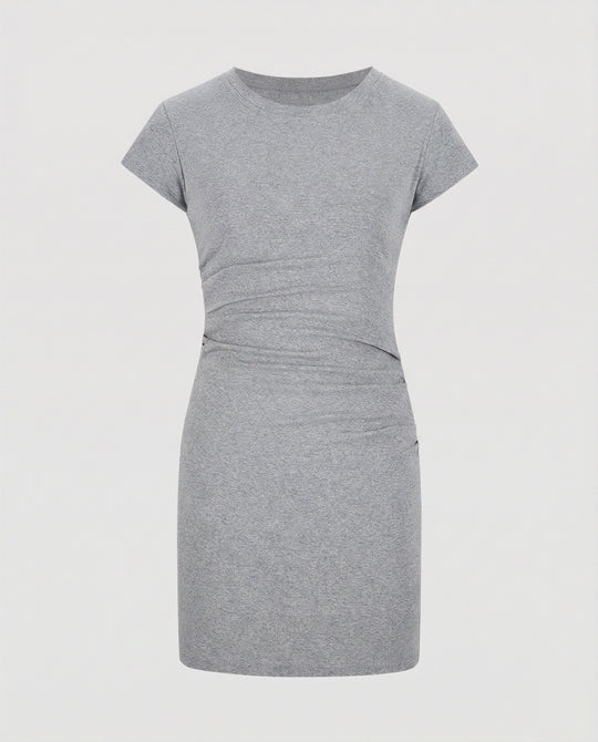 Figurbetontes Mini-Kleid mit Rundhals und Raffungen für den Sommer