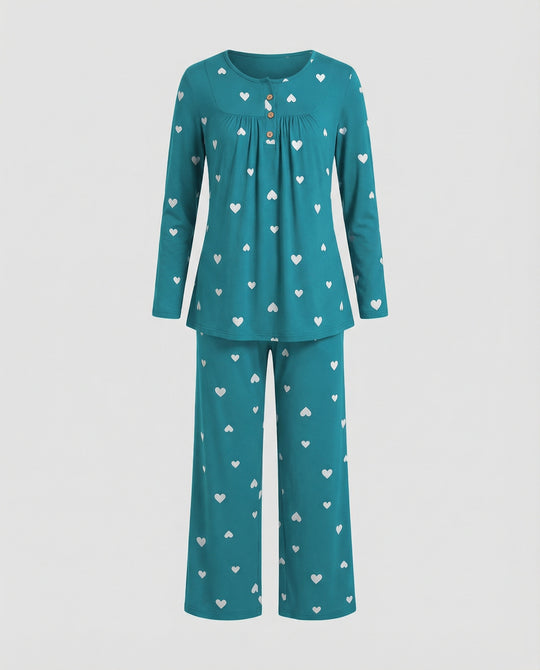 Damen Pyjama Set Damen Print
