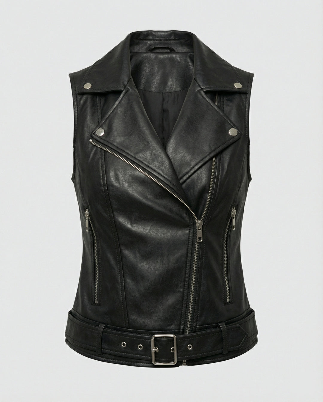 Damen Kunstleder Bikerjacke mit Gürtel