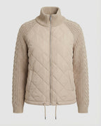Steppjacke Damen mit Strickmuster und hohem Kragen