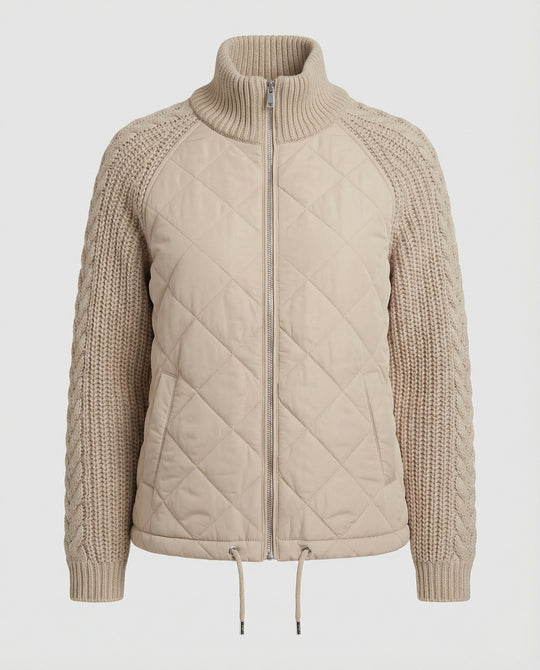 Steppjacke Damen mit Strickmuster und hohem Kragen