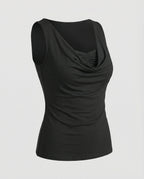 Damen Drapierter Front Ärmelloses Top