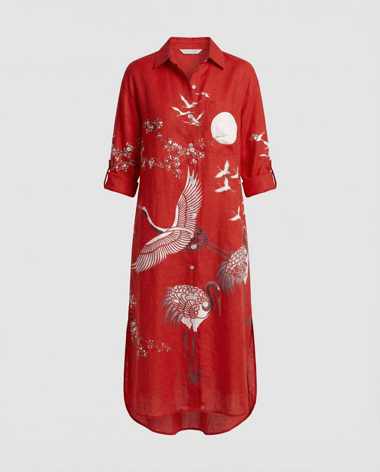 Damen Kaftan Kleid lang Seidenoptik