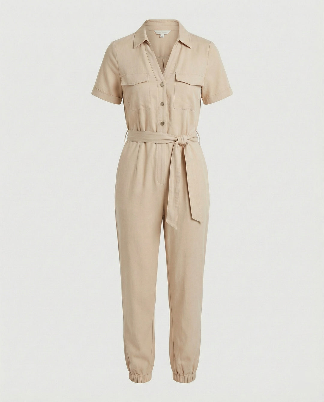 Damen lässiger Jumpsuit mit tailliertem Schnitt und durchgehender Knopfleiste R&B