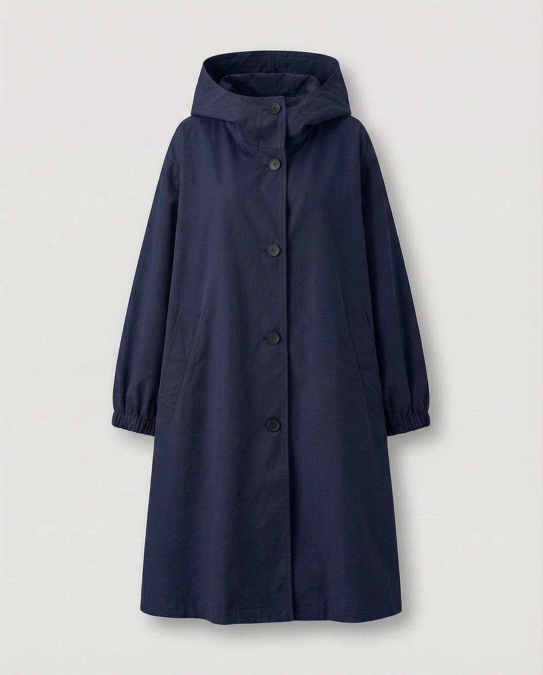 R&B | stilvolle lange Damenjacke mit Kapuze