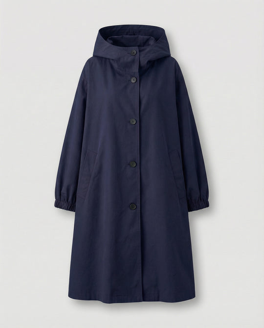 R&B | stilvolle lange Damenjacke mit Kapuze