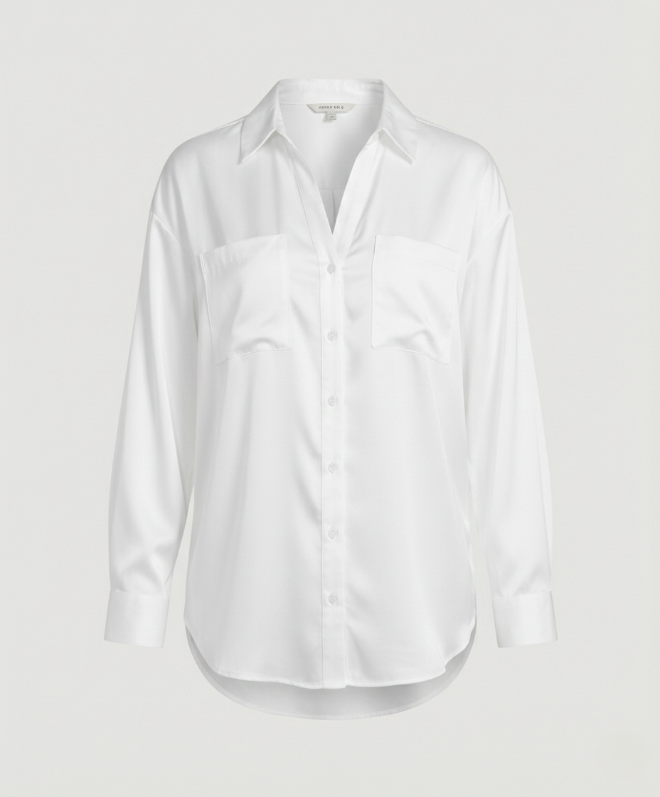 Damen Bluse Seidenoptik Oversize