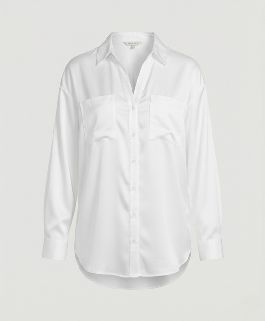 Damen Bluse Seidenoptik Oversize