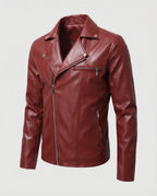 Herren Kunstleder Bikerjacke mit Designdetails
