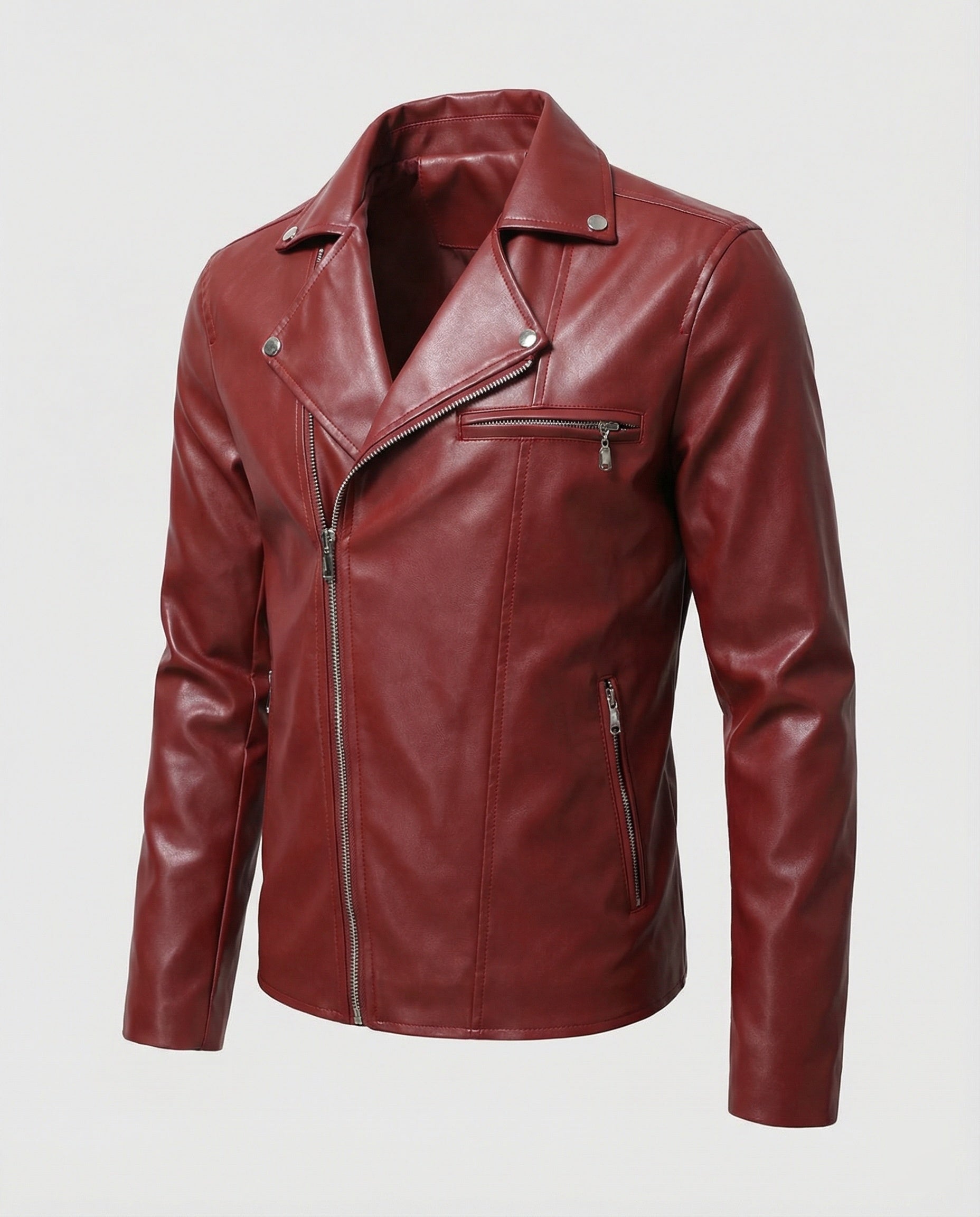 Herren Kunstleder Bikerjacke mit Designdetails