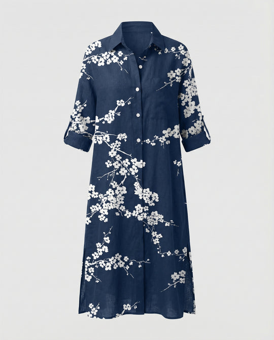 Damen Kaftan Kleid lang Seidenoptik