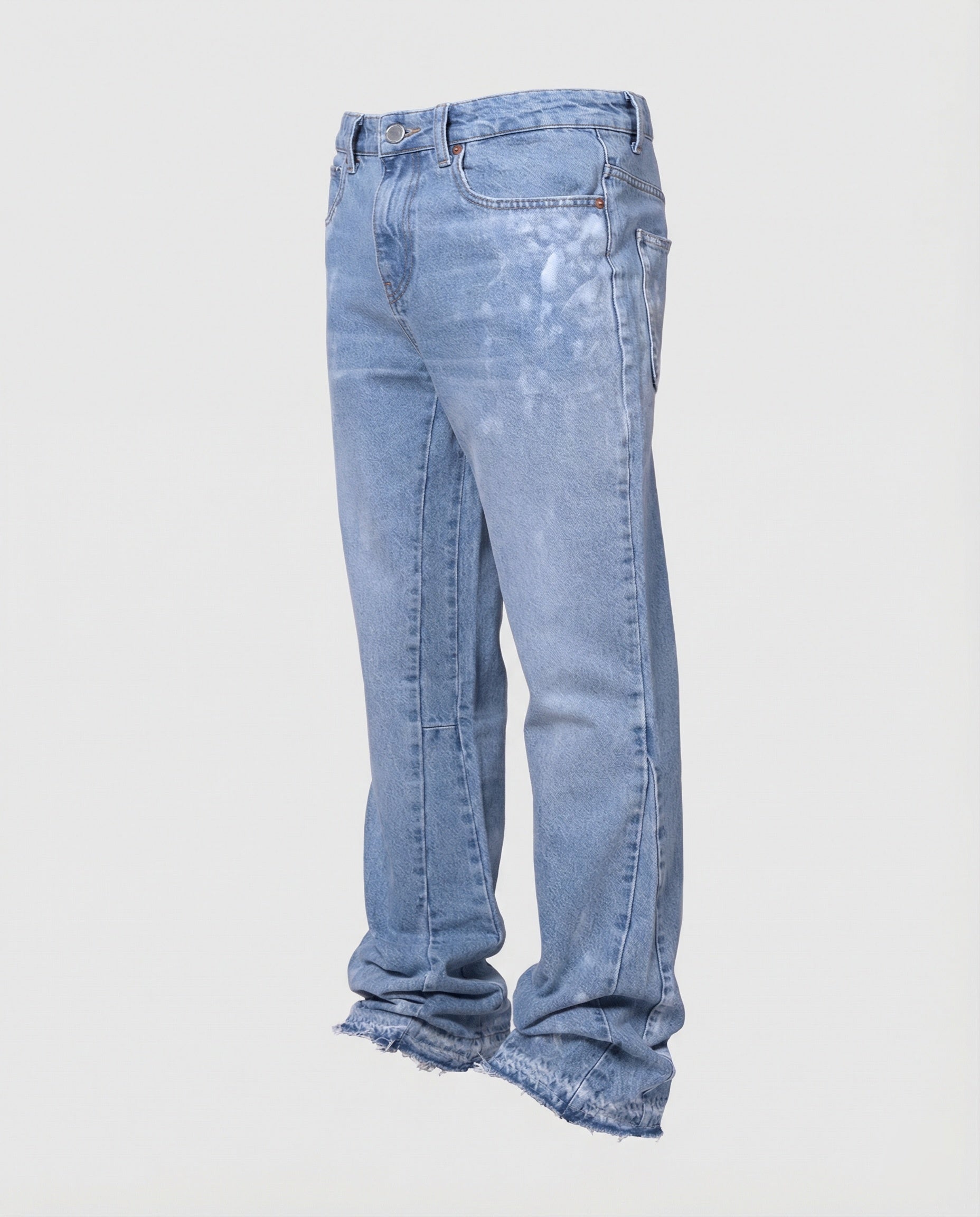 Damen High Waist Jeans mit Fransen Saum