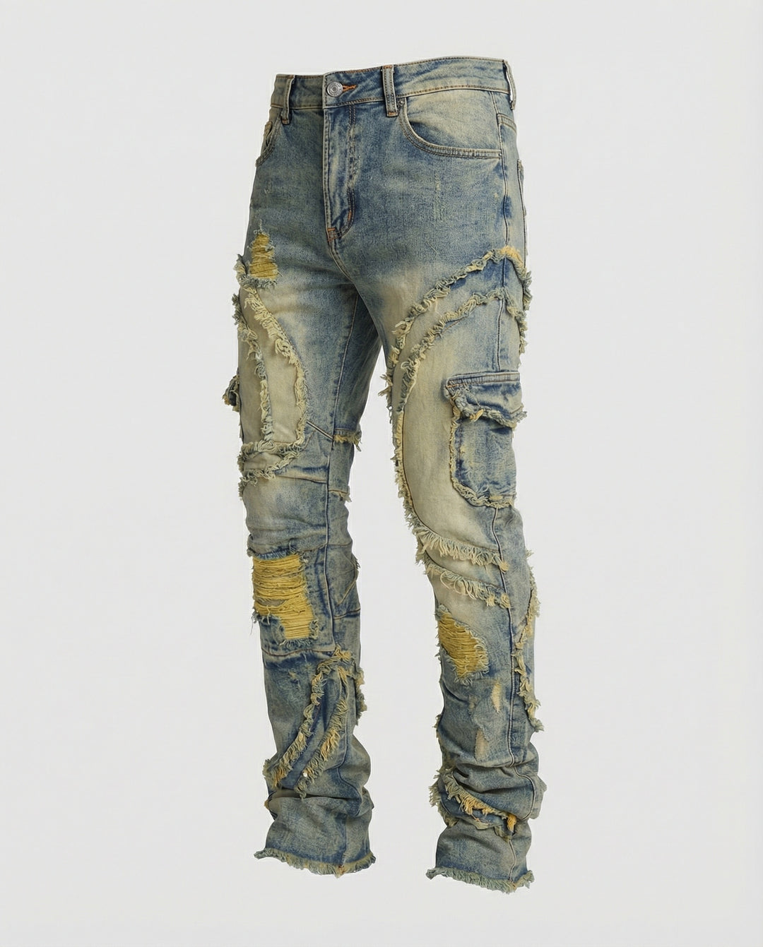 Herren Destroyed Jeans mit Cargotaschen
