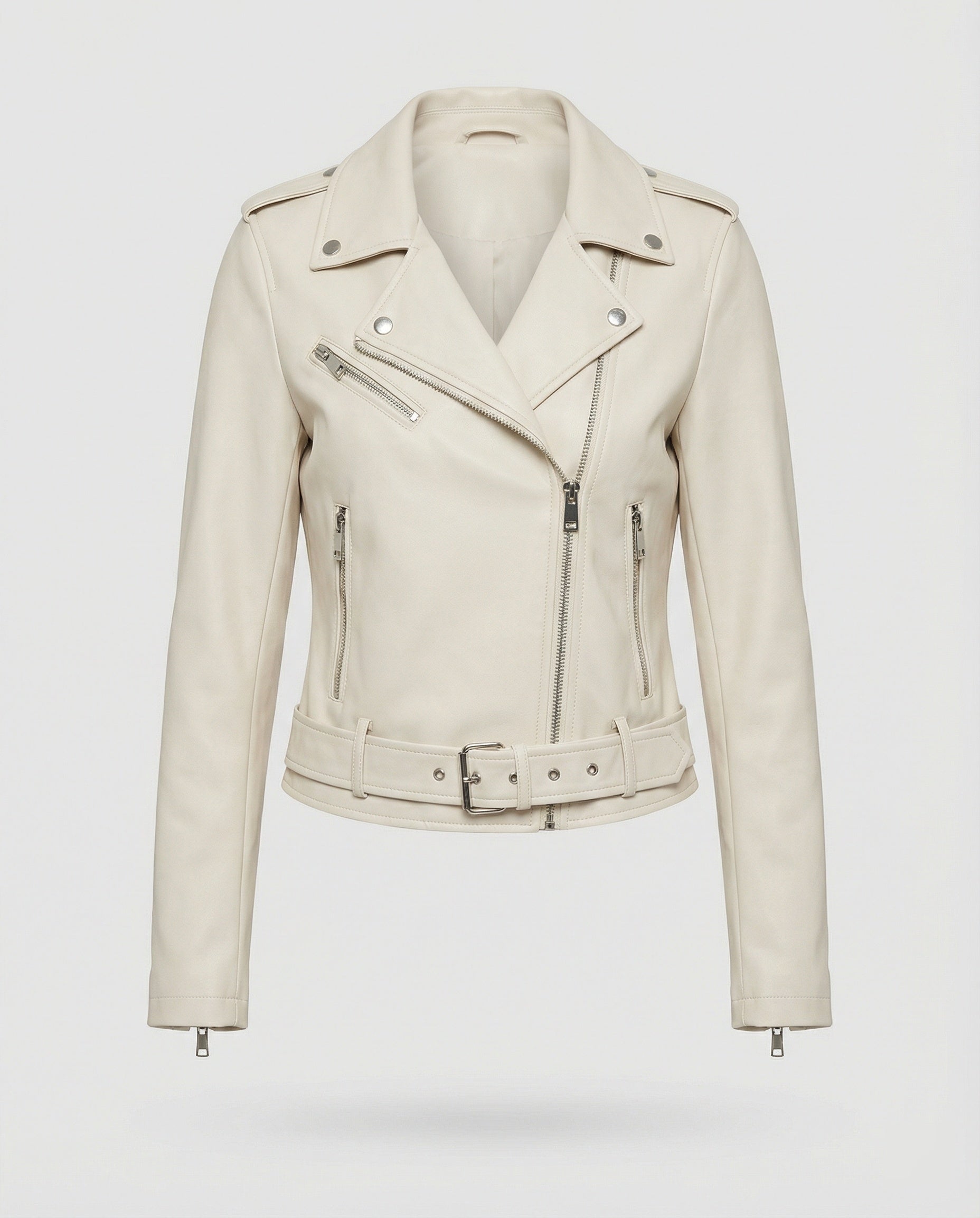 Damen Lederjacke Schwarz Echtleder Look