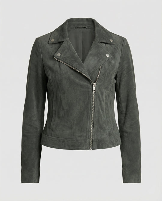 Braune Lederjacke Damen Wildlederoptik