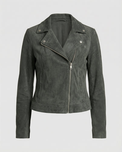Braune Lederjacke Damen Wildlederoptik