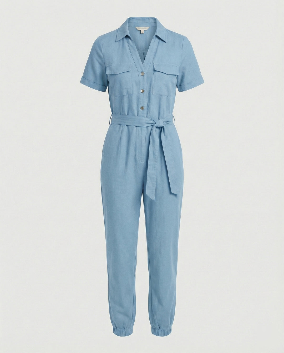 Damen lässiger Jumpsuit mit tailliertem Schnitt und durchgehender Knopfleiste R&B