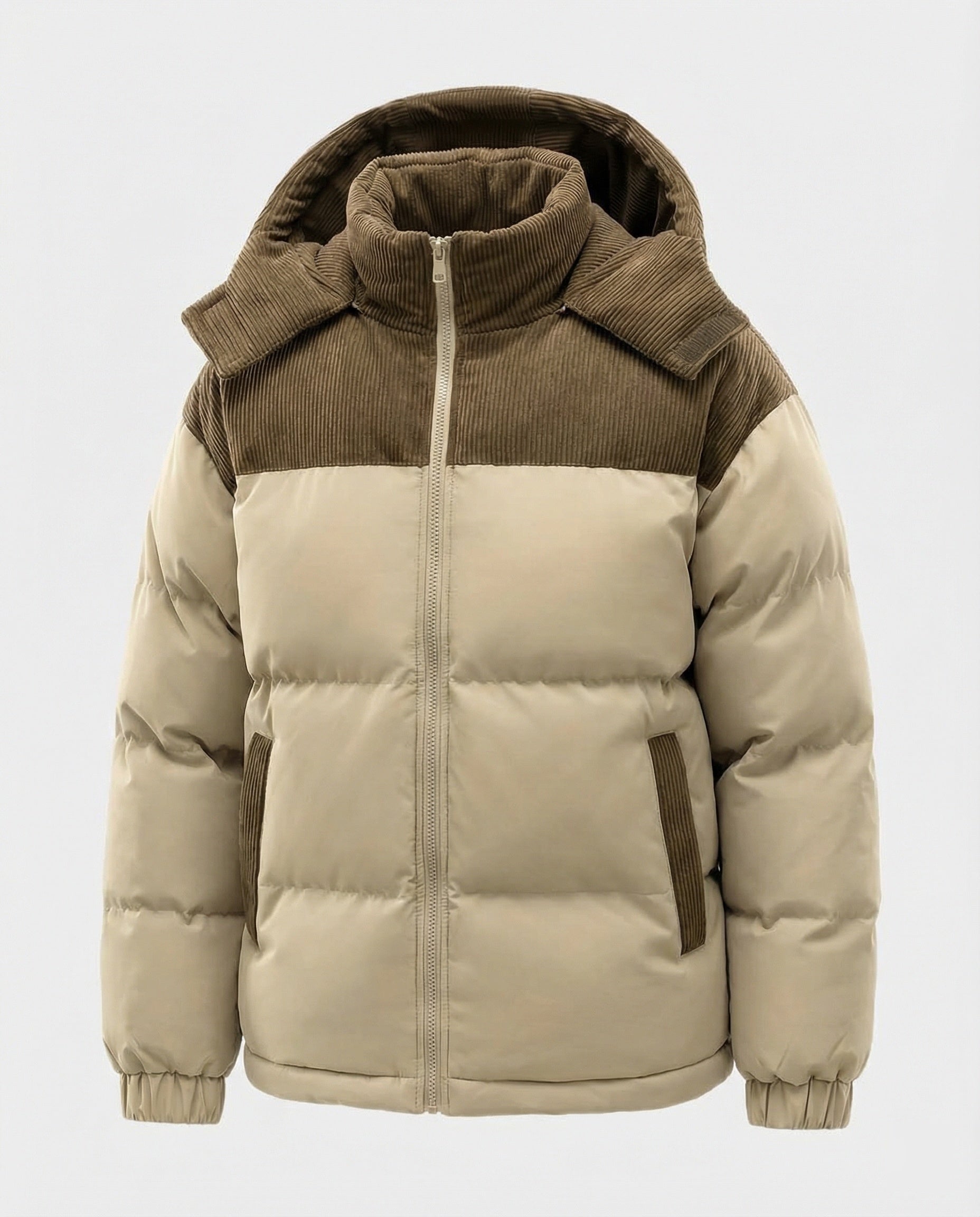 R&B | Casuale Kapuzenjacke mit Puffern und Farbblockdesign