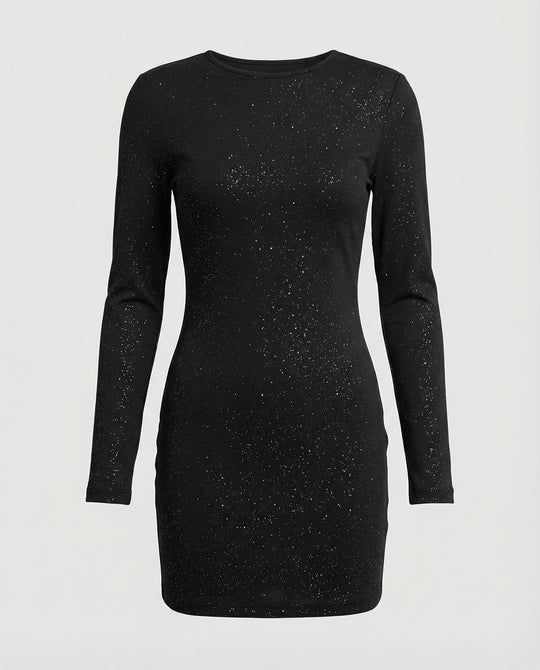 Damen Partykleid Langarm mit Glitzer
