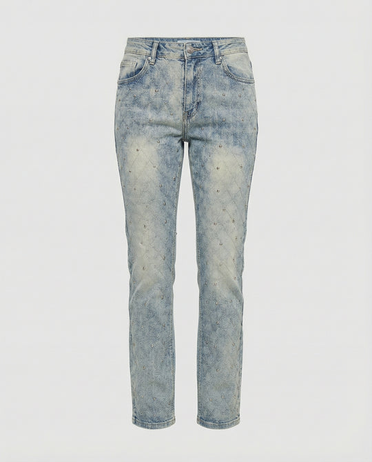 Damen Jeans mit Perlen gerades Bein
