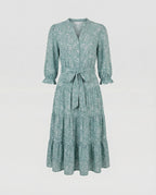 Damen Midikleid Sommer mit Volant