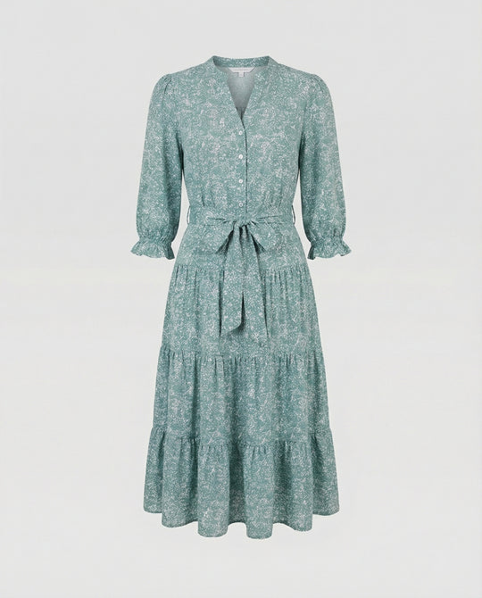 Damen Midikleid Sommer mit Volant