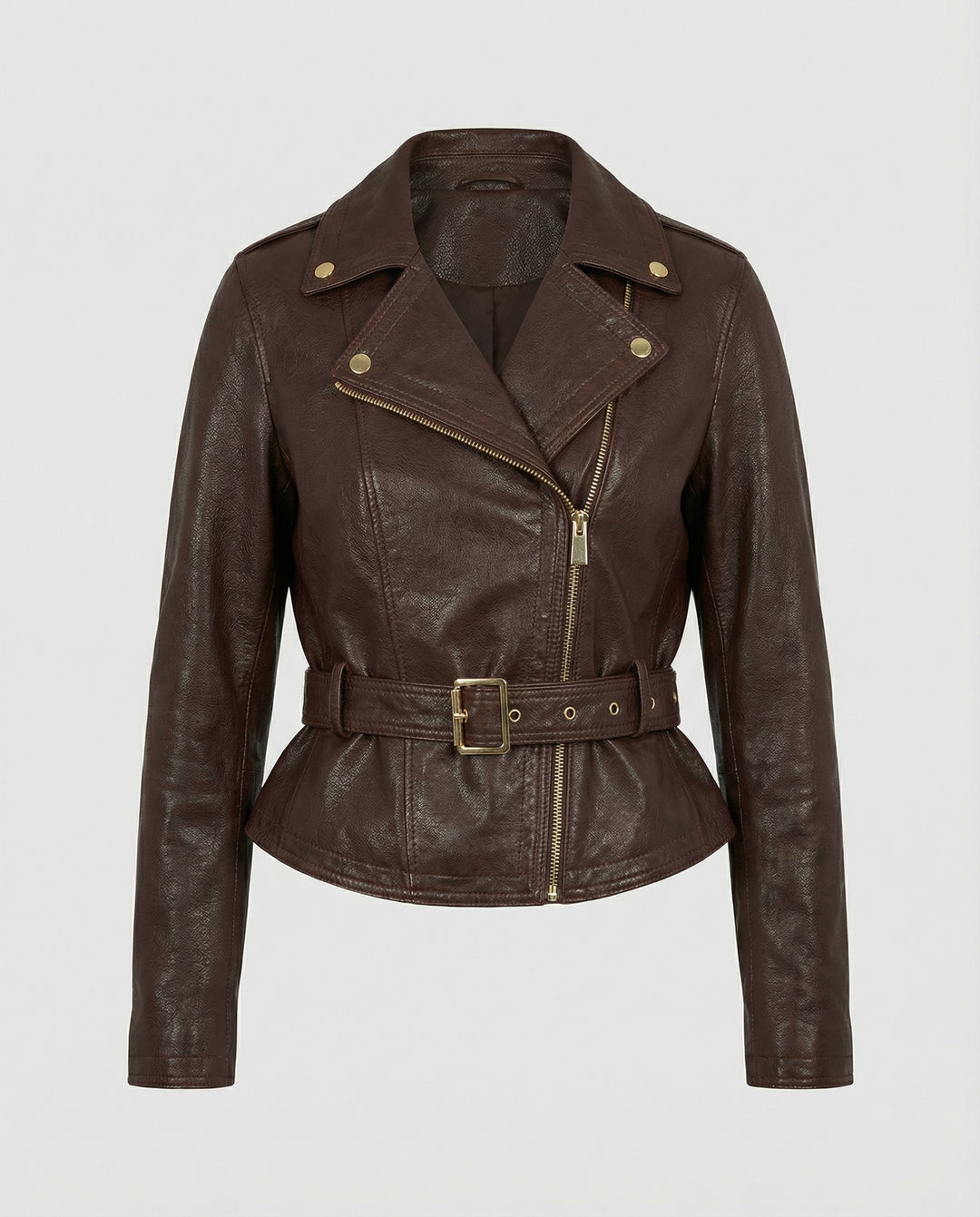 Damen Lederjacke Schwarz tailliert