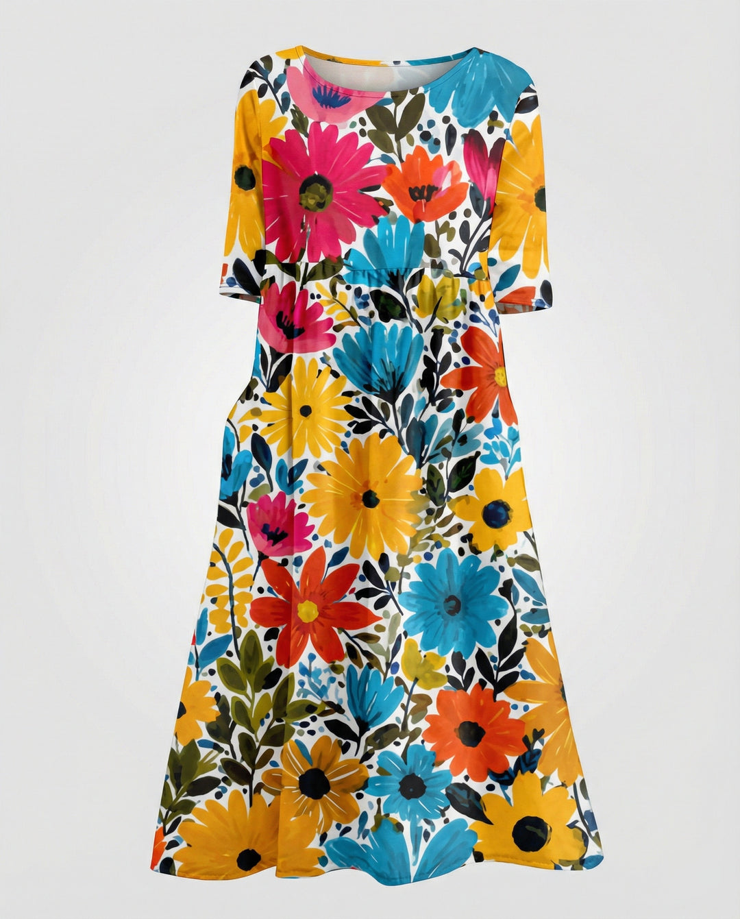 Damen Maxikleid A-Linie fließend
