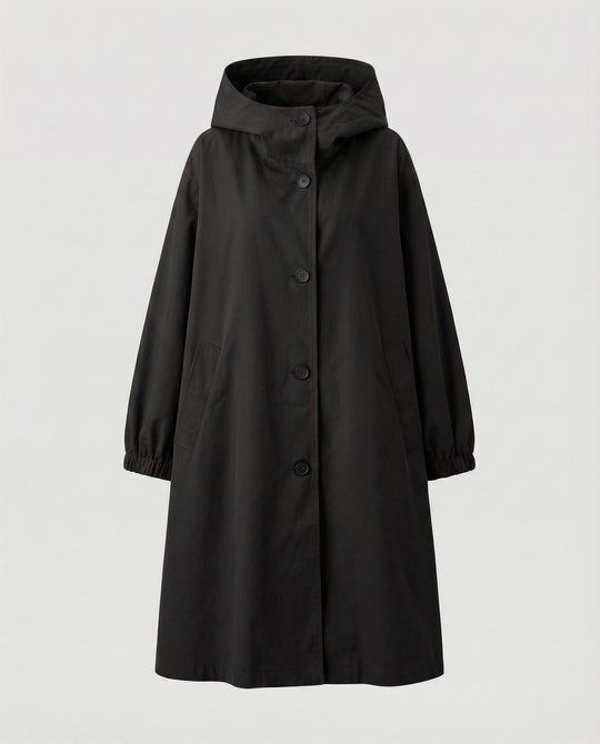 R&B | stilvolle lange Damenjacke mit Kapuze