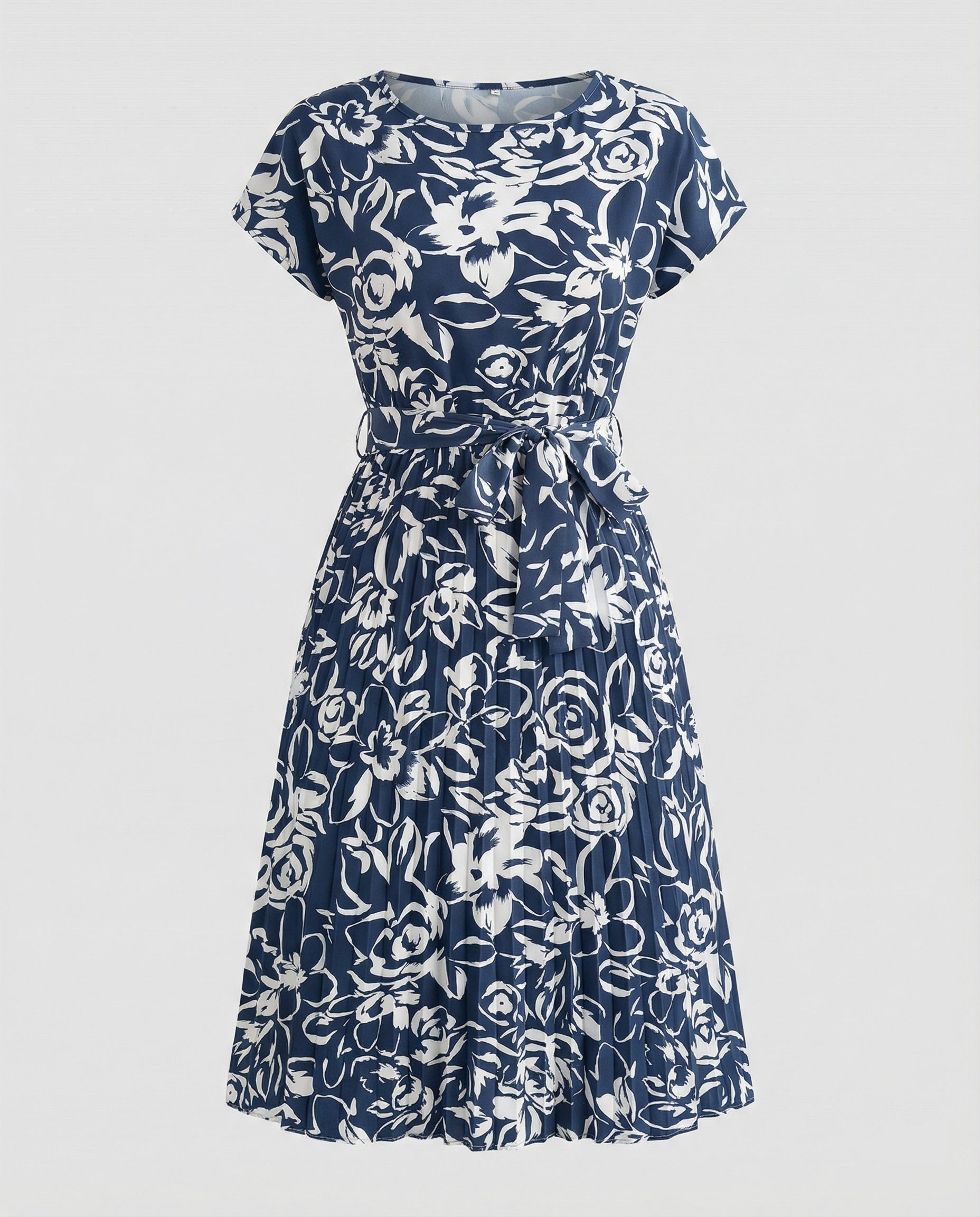 Damen Kleid mit floralem Muster und Bindegürtel