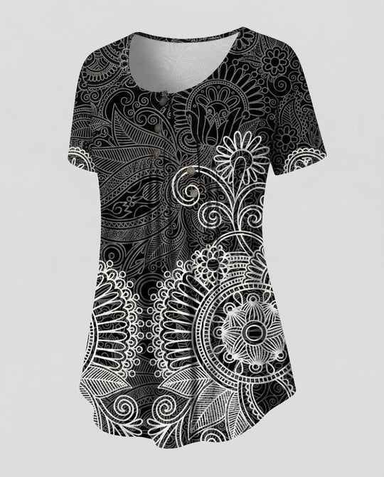 Damen Tunika Damen U-Ausschnitt Print