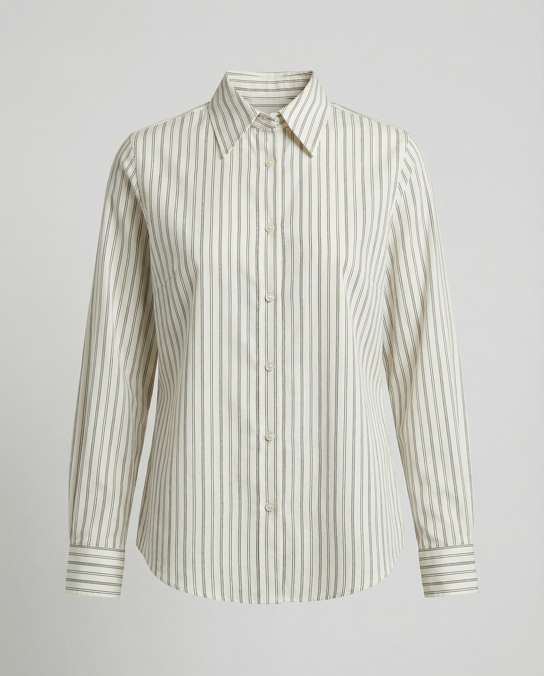 Damen Bluse mit feinen Streifen und Knöpfen