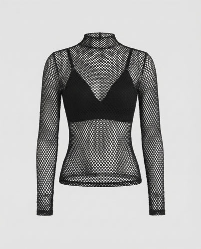 Damen Fischernetz-Longsleeve Daumenöffnungen