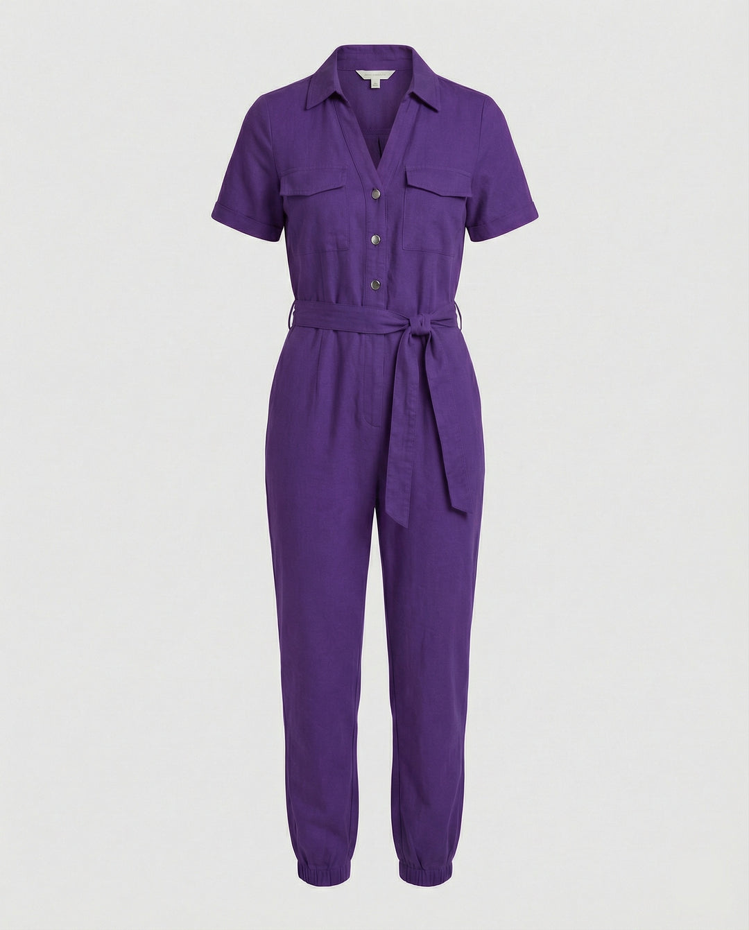 Damen lässiger Jumpsuit mit tailliertem Schnitt und durchgehender Knopfleiste R&B