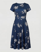 Damen Blumenkleid Midikleid Floral