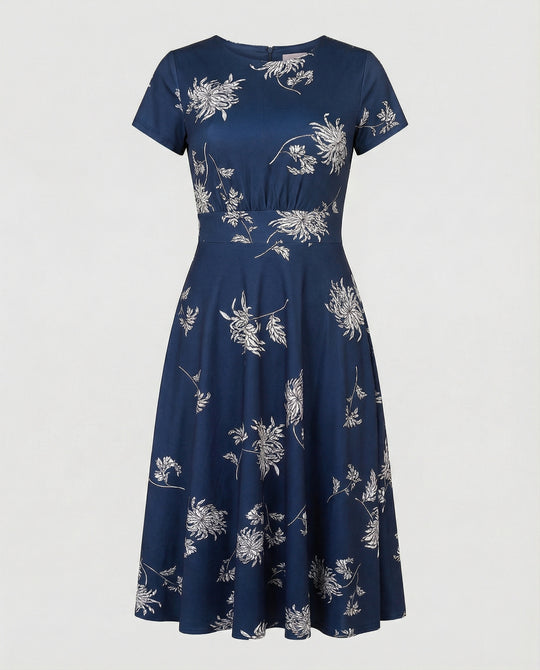 Damen Blumenkleid Midikleid Floral