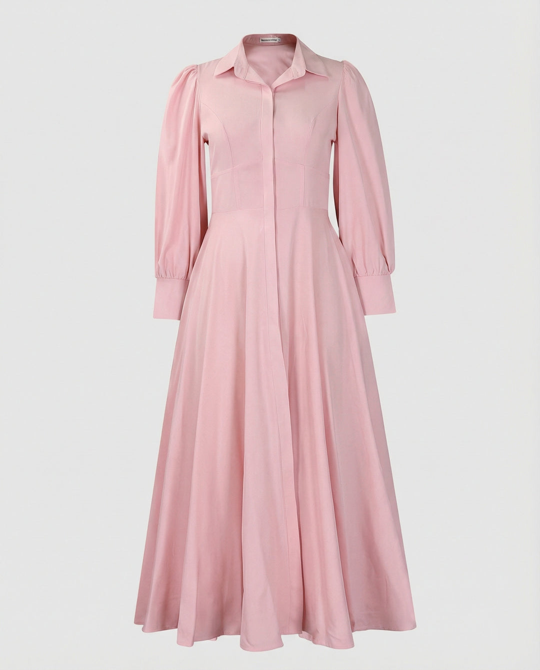 Damen Hemdkleid Maxi mit Ballonärmeln