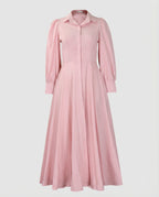 Damen Hemdkleid Maxi mit Ballonärmeln