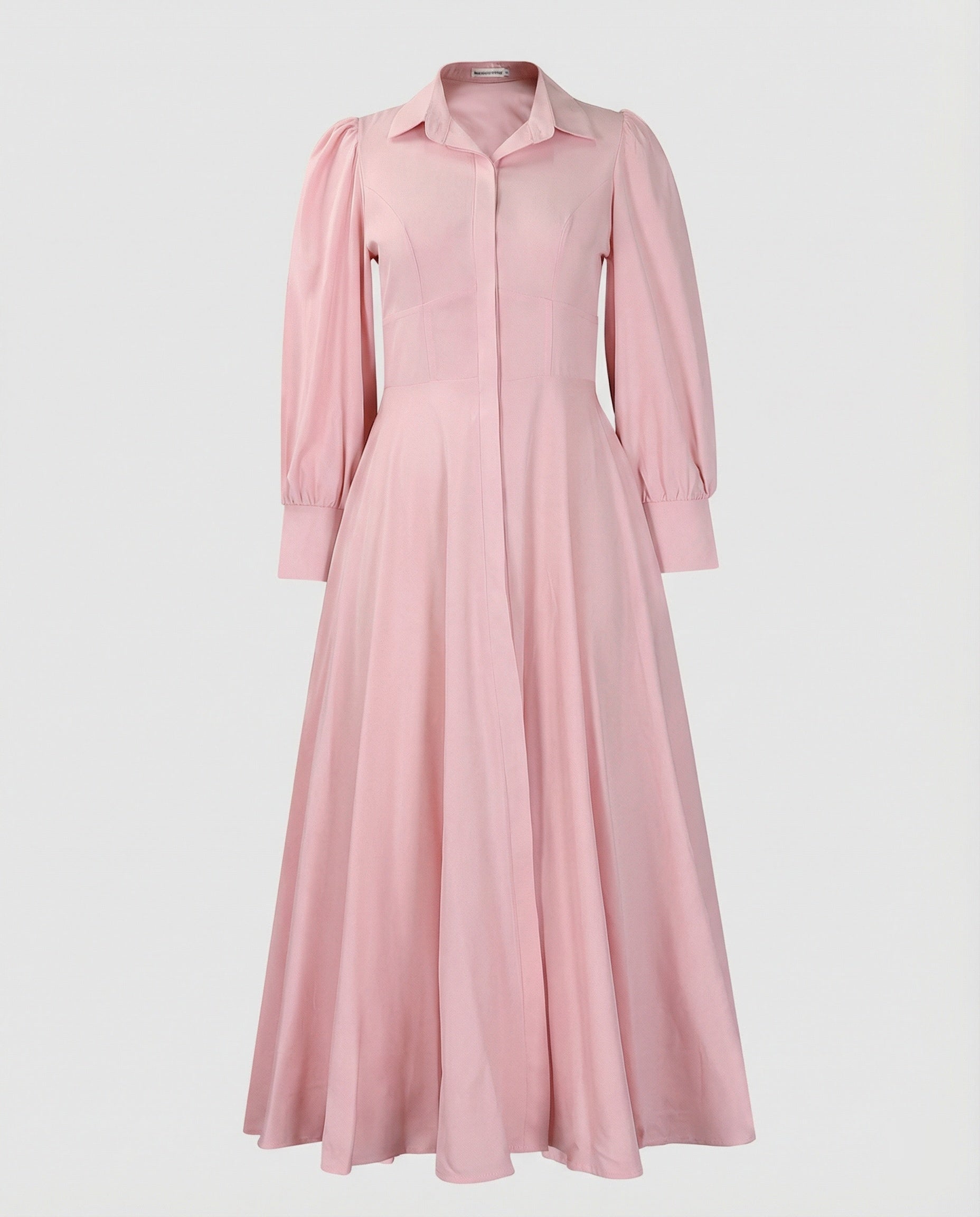 Damen Hemdkleid Maxi mit Ballonärmeln