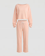 Damen Casual Sweatshirt und weit geschnittene Hose Set