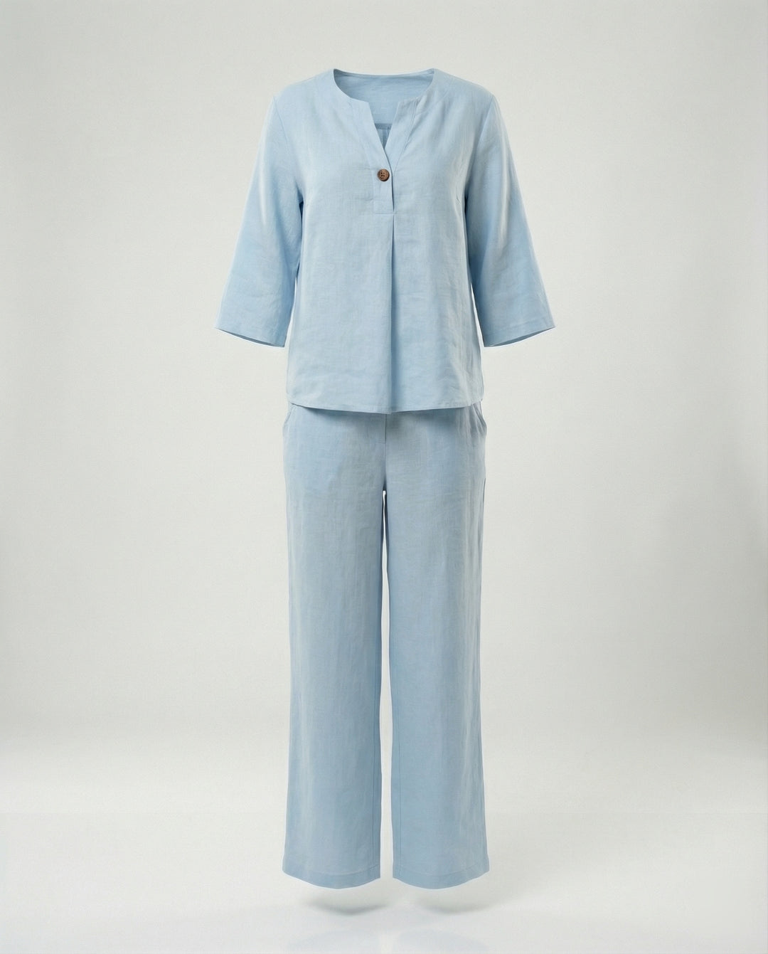 Damen leichte Leinenbluse mit Knopfdetails