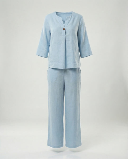 Damen leichte Leinenbluse mit Knopfdetails