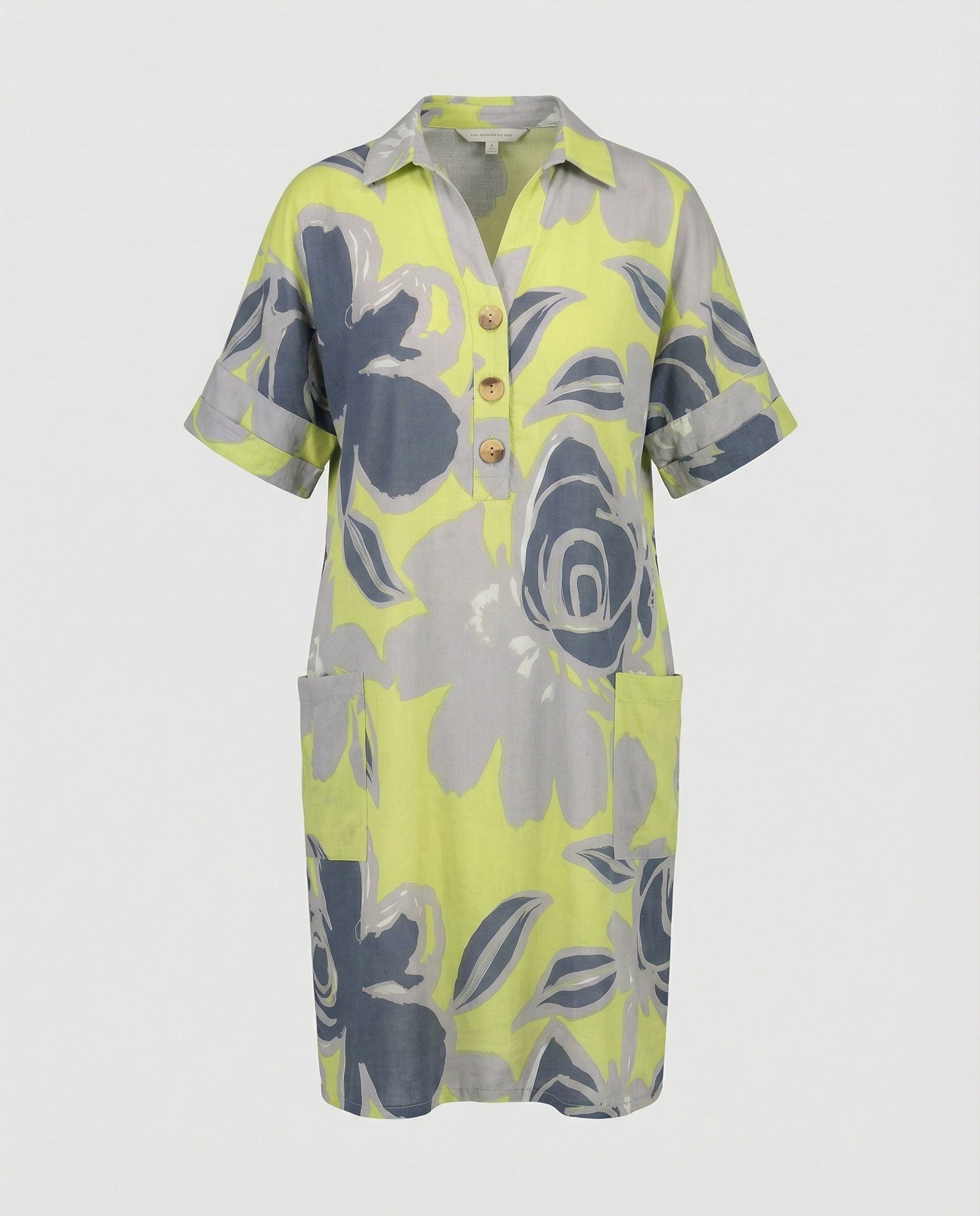 Damen Hemdkleid A-Linie mit Taschen