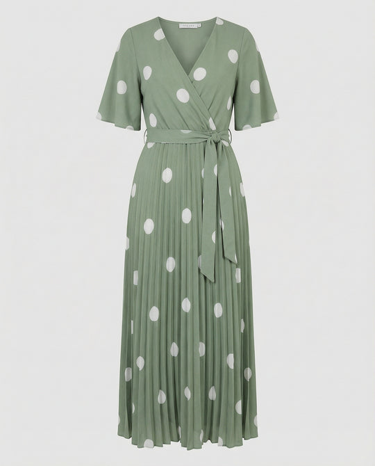 Damen Wickelkleid Midi plissiert