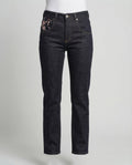 Damen Jeans High Waist Perlenstickerei